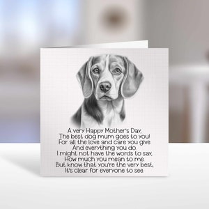 Carte de fête des mères beagle, carte poème beagle, carte de fête des mères pour maman chien beagle
