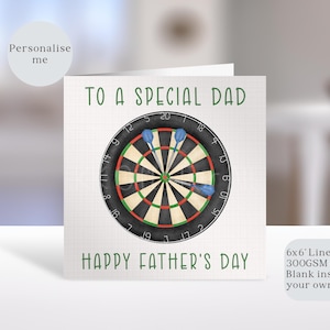 Carte personnalisée de fête des pères de Dart, carte papa papa grand-père grand-père de Dart, carte spéciale papa papa grand-père