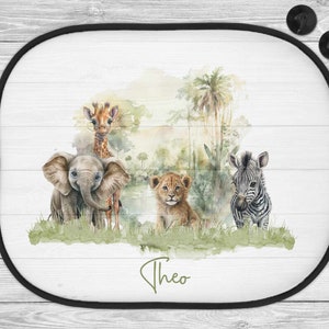 Personalised Safari Car Sun Shade, Car Window Sun Visor For New Born Baby