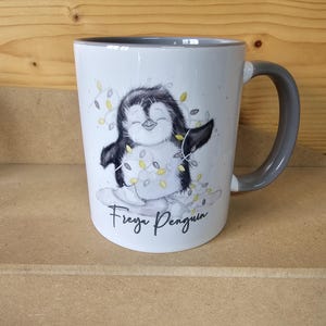 Personalised Christmas Penguin Mug, Sketch Penguin With Xmas Lights, Christmas Hot Choc Mug image 14