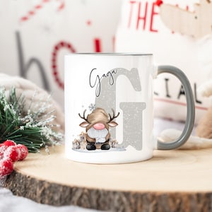 Personalised Gonk Mug, Brown Reindeer Gnome Mug, Christmas Gonk Mug & Coaster