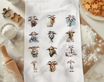 Funny Goat Tea Towel, Personalised Kitchen Towel,  Quirky Goat Home Decor Gifts