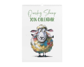 2026 Quirky Sheep Calendar, Funny Sheep Wall Calendar, Cute Farm Animal Gift, A4 Monthly Planner, Whimsical Home & Office Décor