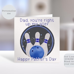 Carte de bowling personnalisée pour la fête des pères, carte de bowling papa papa papy grand-père et bamps