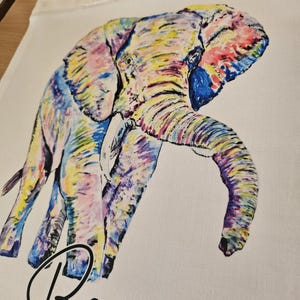 Rainbow Elephant Tote bag, Personalised Totebag, Large Totebag, Colourful Elephant Gift, Long Handle Bag image 10