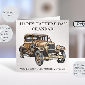 Carte de fête des pères personnalisée, carte vintage pas vieux papa grand-père, carte de fête des pères heureuse