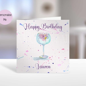 Carte de gin personnalisée, carte d'anniversaire pour amateur de gin, carte de voeux, carte d'anniversaire pour amie tante soeur
