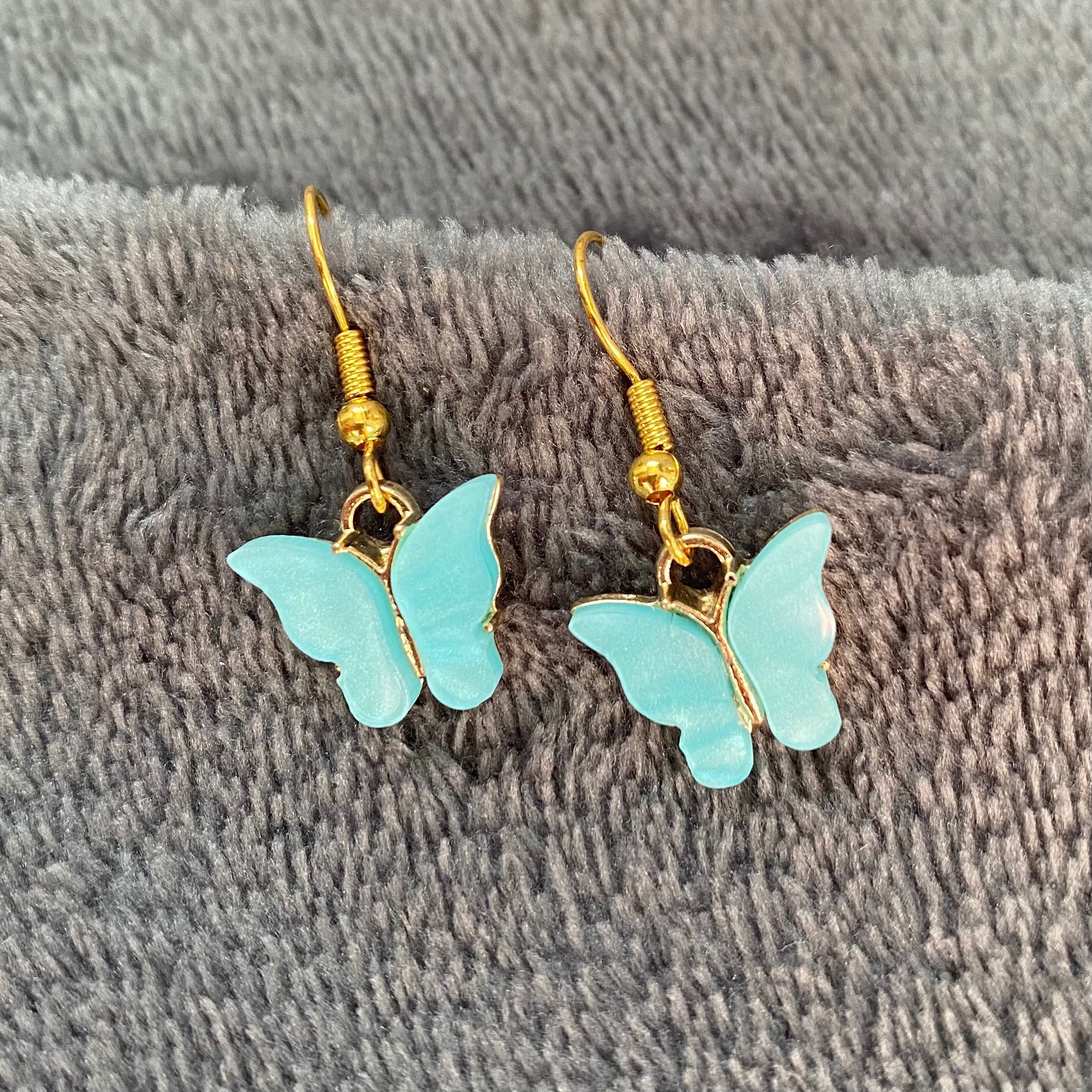 Blue Butterfly Earrings // Gold Etsy