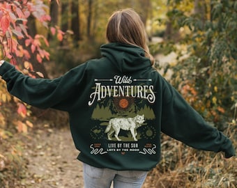 Sudadera con capucha de vida silvestre de Granola Girl, atuendo de acampada independiente, ropa Cottage Core, sudadera con capucha Gorpcore Nature, Granola Girl de parques nacionales