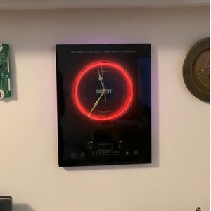 Handmade Wall Clock, Home Decor, Induction Hob Parts Clock, Unique Night Light, Original Luminous Clock, Best Gift for Lovers of the Unusual