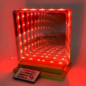 Handmade Table Lighting with Clock, Unique Night Light, Luminous Clock, Original Table Lamp, Desk Light Tunnel, Unique Home Decoration