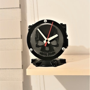 Luminous Skull Сlock, Recycled Propane Gas Reducer Clock, Unique Table Clock, Gift for Mechanics Lover, Metal Clock, Industrial Design Clock