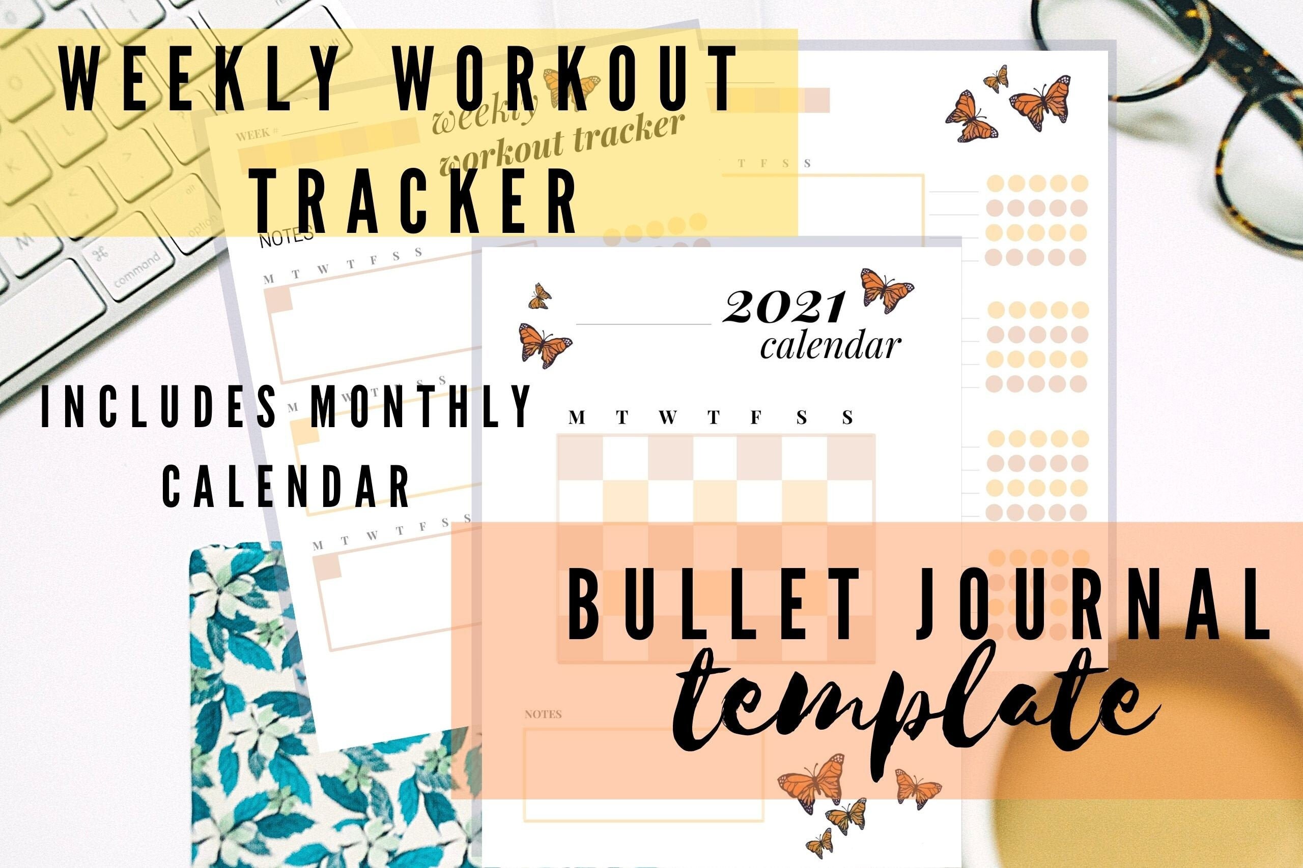 Weekly workout fitness tracker bullet journal template Etsy
