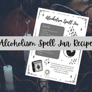 Alcoholism Spell Jar Recipe Book of Shadows Printable Grimoire Pages