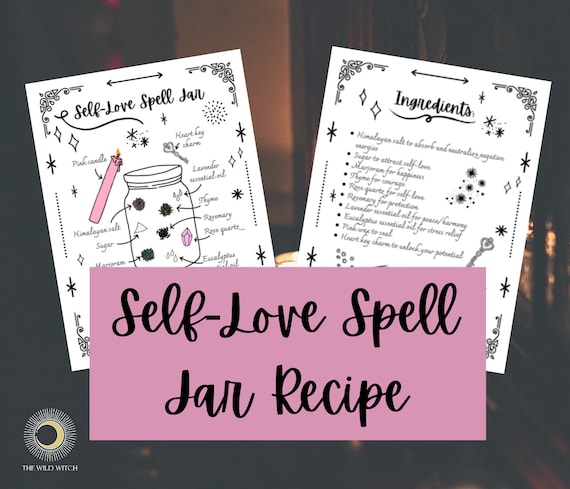 Self-Love Spell Jar Recipe Book of Shadows Printable Grimoire Pages