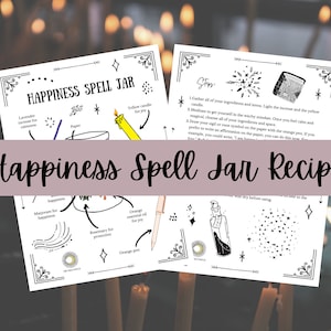 Happiness Spell Jar Recipe Book of Shadows Printable Grimoire Pages