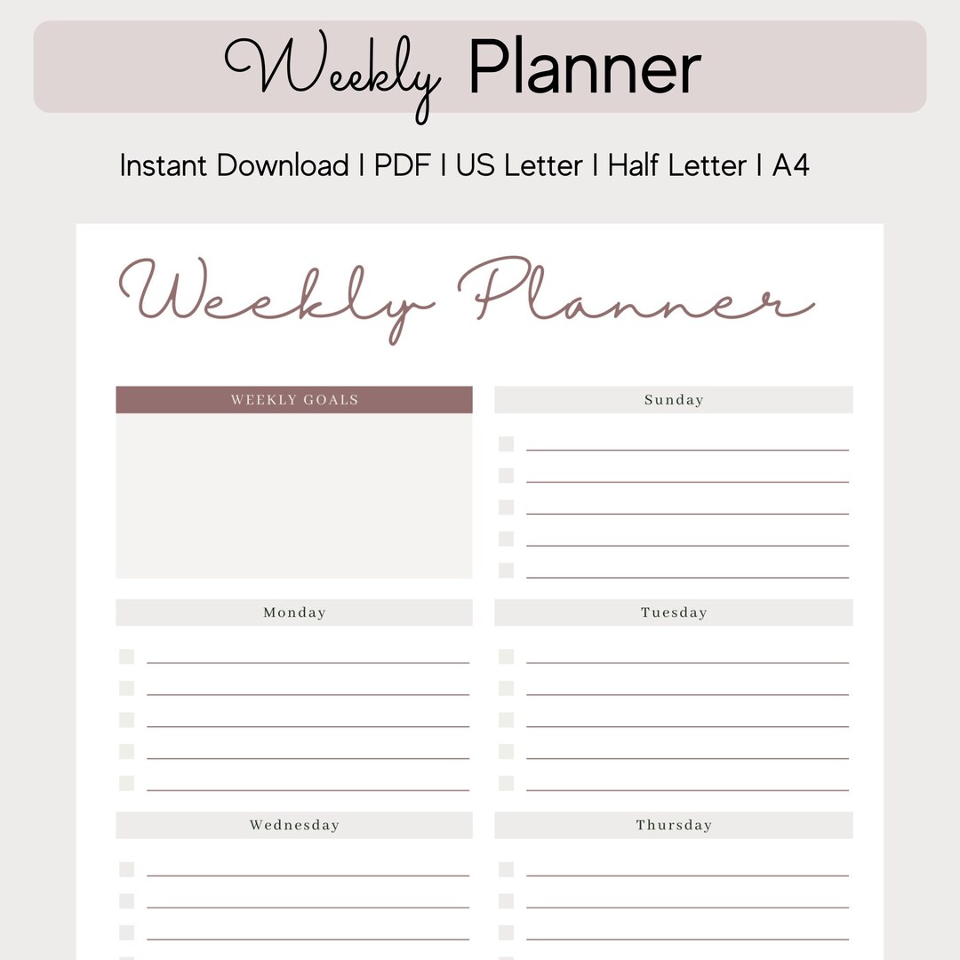 Weekly Planner Printable - Etsy