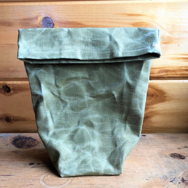 Reusable Brown Bag, Waxed Canvas Lunch Bag, Eco Friendly Lunch Bag, Beeswax Canvas Lunch Bag,