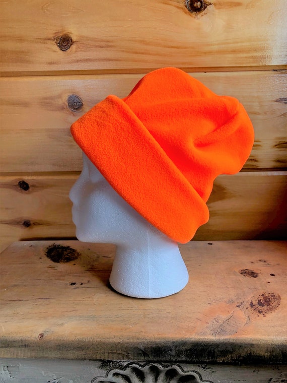 orange fleece beanie