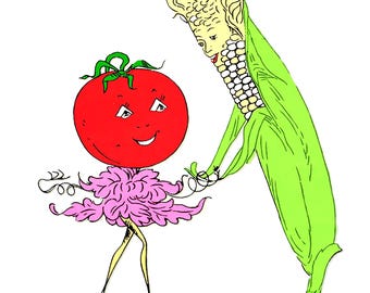1935 Betty Burton Embroidery Designs: Dancing Vegetable People (PDF)