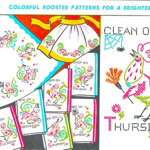 Rooster Embroidery Designs, Kitchen Embroidery , Embroidery Kit, Embroidery Designs for Iron on Transfer, Tea Towel Designs,PDF download