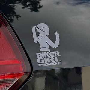 Biker Girl Inside Bumper Sticker