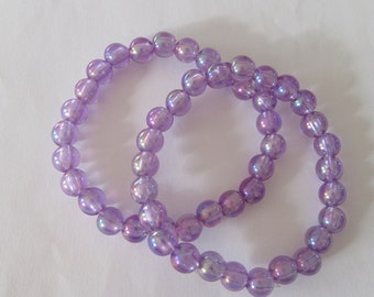 Perlenarmband violett elastisch - auch im Geschenkset