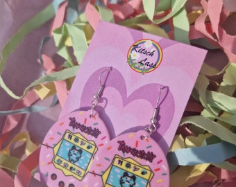 Tamagotchi game earrings. Retro 90s 00s jewellery. Quirky kitsch handmade earrings. Kitsch kawaii harajuku