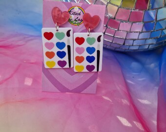 Paint palette acrylic earrings. Handmade paint artist set rainbow earrings. Colourful Kawaii harajuku kitsch style