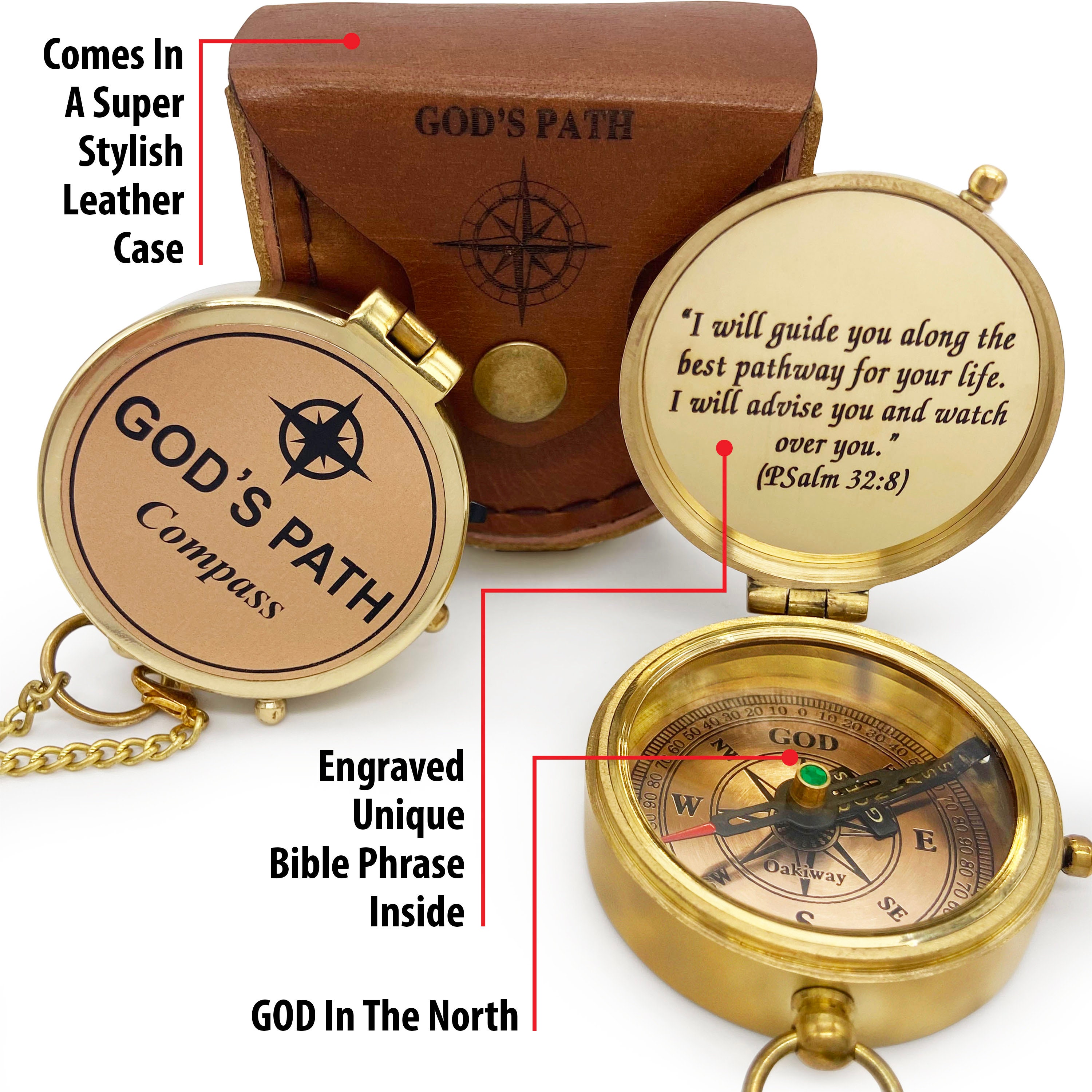 MAI Lord's Path Compass - Religious Gifts for Men, Baptism Gifts for Boys,  Communion, Confirmation, Christian Gifts,Graduation, Catholic, Personalized