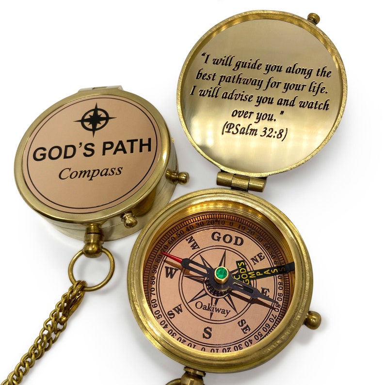 OakiWay Religious Gifts - God's Path Compass - Christian Gifts for Men, Catholic Gift, Baptism Gifts for Boys, Inspirational Gifts for Woman 