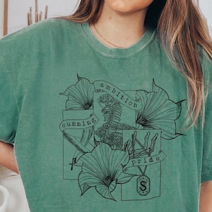 HandmadeByMadelyneCo Comfort Colors Wizard House Tee, Oversized Screen Printed Fandom Tee, Wizard Fan Gift, Sorted House, Harry, Book Lover Gift, Pottery Shirt