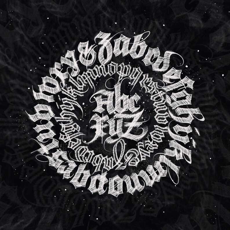 Gothic Calligraphy Brushes for Procreate Etsy