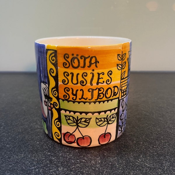 Anita Nylund Jie Gantofta Söta Susies Syltbod Vår lilla stad Sweden Ceramic Mid Century Vintage 1950s 1960s 1970s large lidded box