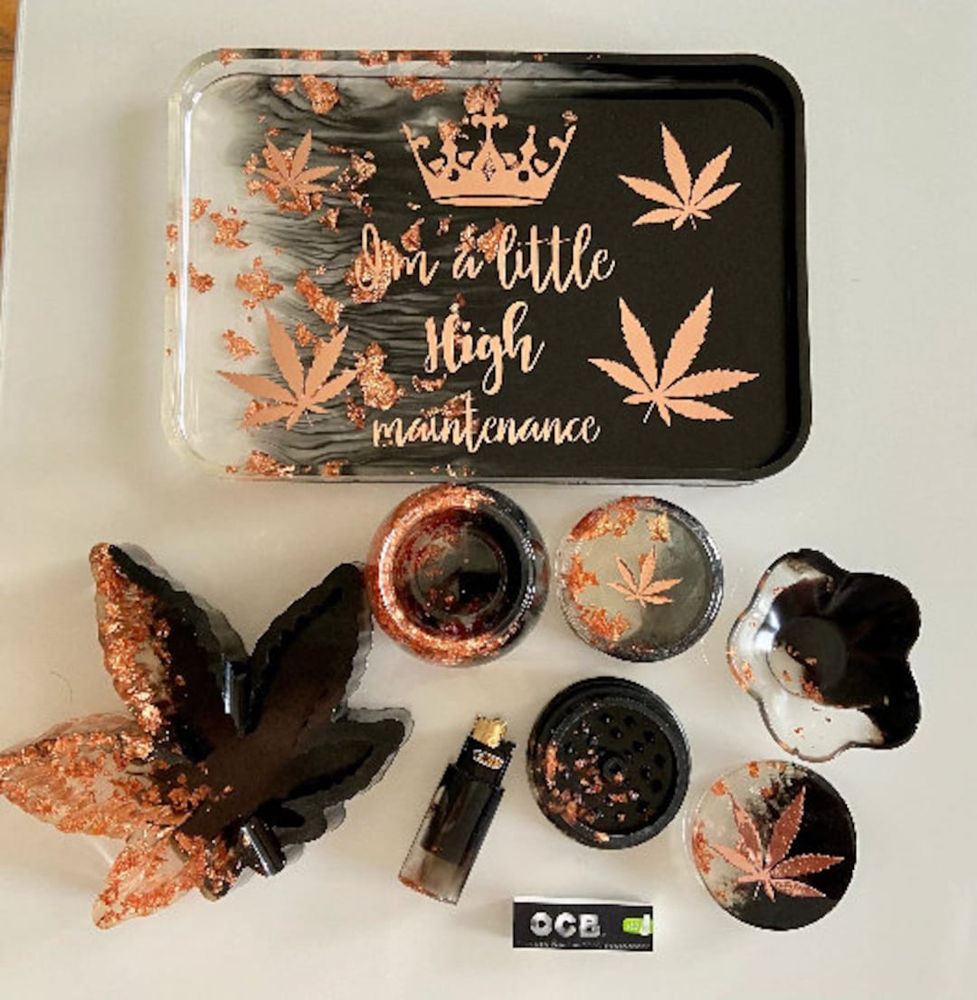 Grinder, Rolling Tray, Set, Ashtray, Trinket, Build, Tray, 420, Cruncher, Grinder, Ocb, Kiff Etsy