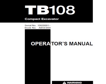 Excavator Takeuchi TB108 Operator manual