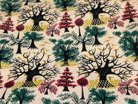 RARE vintage 1940s/early 1950s Saison Happily Married 4 seasons print Preshrunk Fabric 1 Yard Yardage