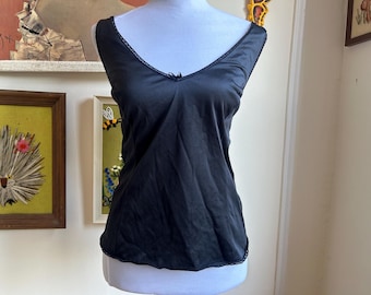 Vintage Black Lace Nylon Camisole Vassarette Size 2XL