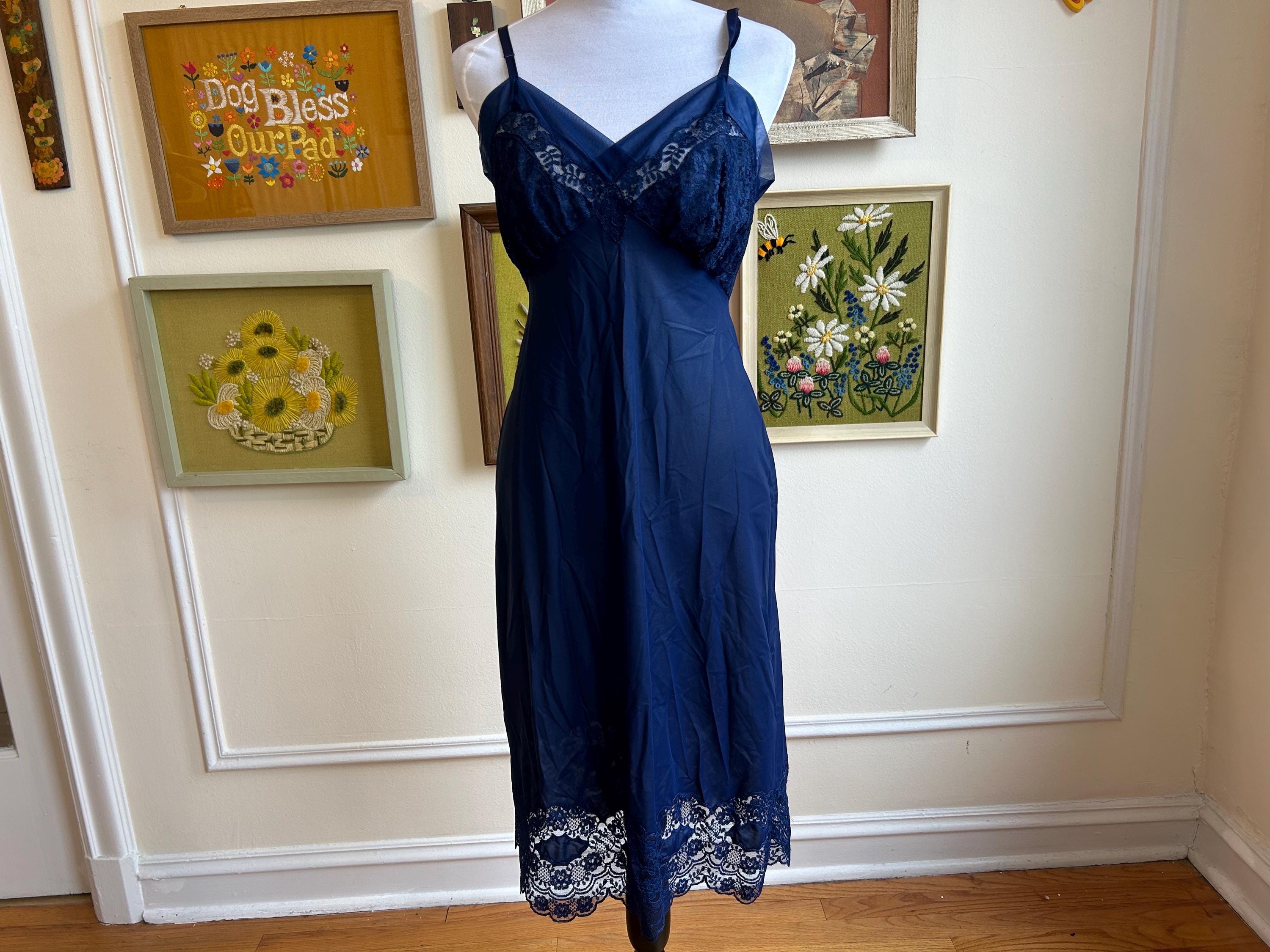 chinese dress ladies Manito Lace-Trimmed Slip Dress in Blue