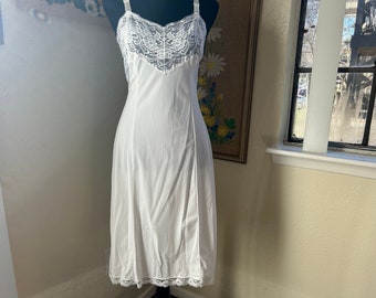 Vintage Lace Slip Dress Wonder Maid White Floral Full Slip Lingerie Size 34