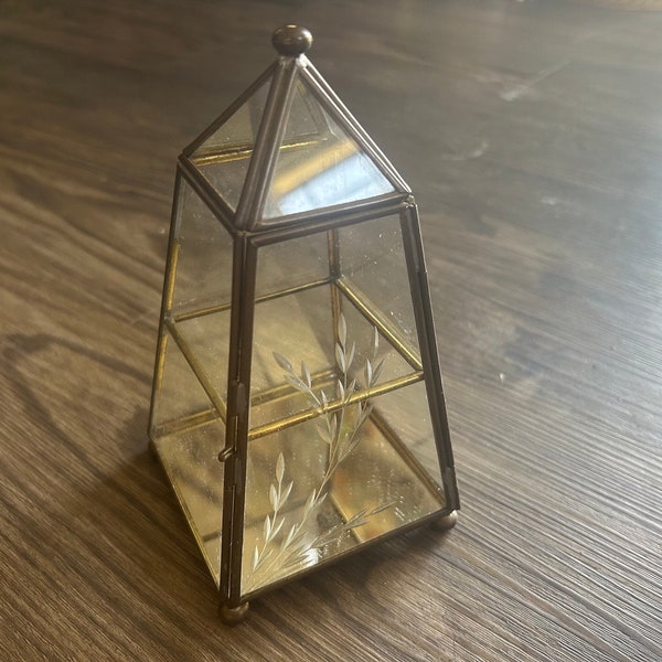 Glass and Brass Jewelry Display Case Etsy