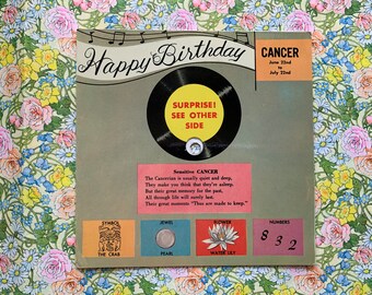 Vintage 1960's Novelty Cancer Birthday Card ZOLAR Record