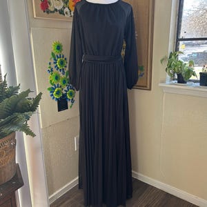 Vintage Black Witchy Whimsigoth Ribbon Belt Sheer Skirted Maxi Dress Size Medium/Large
