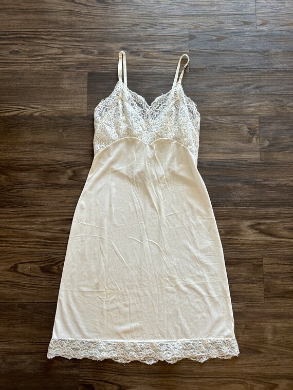 Vintage White Lace Slip Dress Kayser Floral Full Slip… Gem