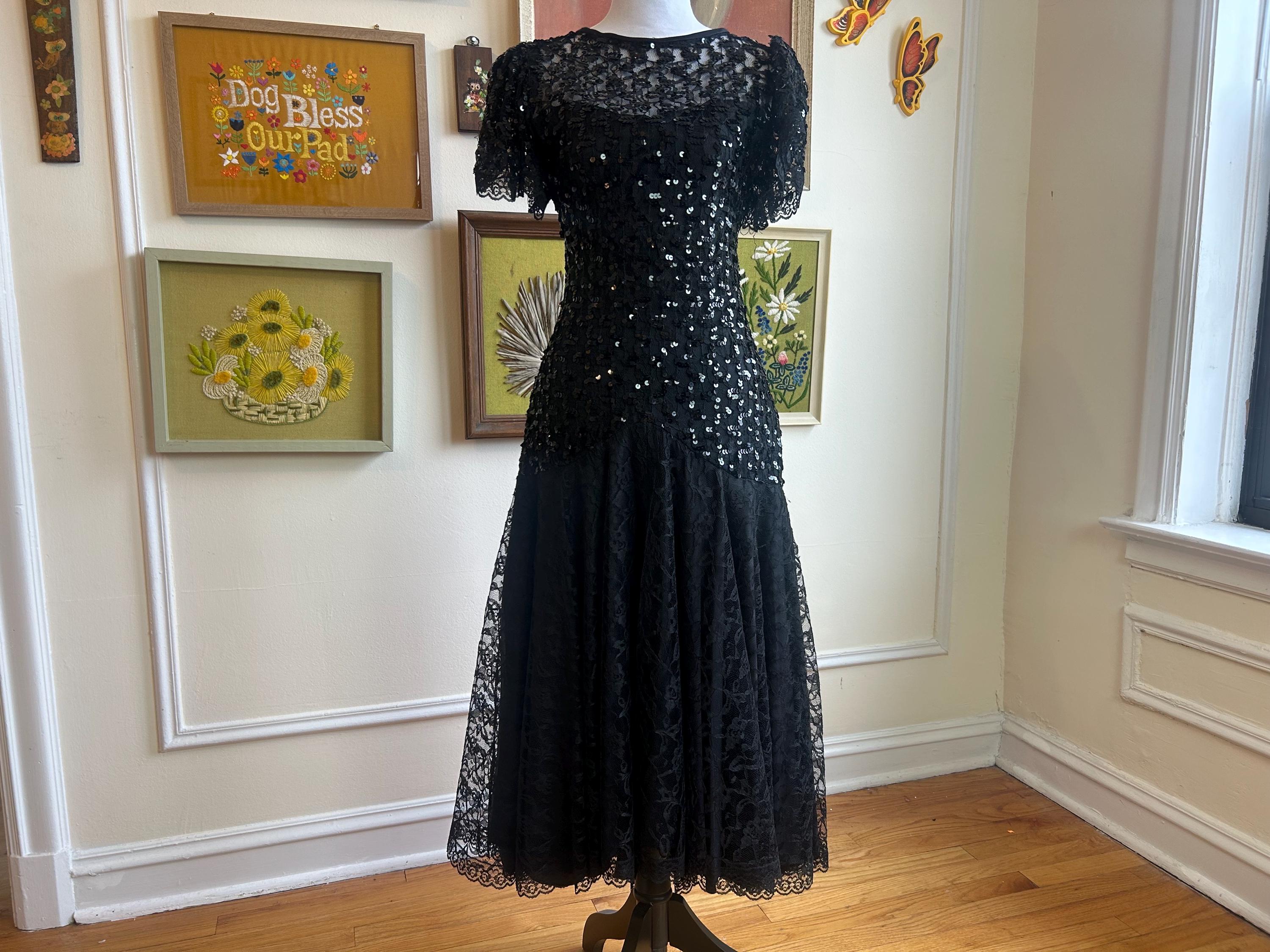 Drop Waist Black Dress - Etsy