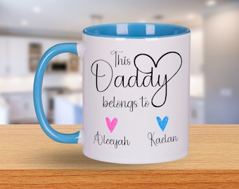 Personalised This Daddy belongs to Mug, Daddy birthday, Father's Day Mug, First Father's Day Mug, To Daddy from kids, from children