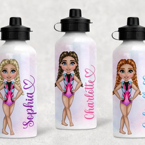 Personalised Gymnastics water bottle | children's custom sports drinks bottle |  birthday Christmas gifts for girls | back to school