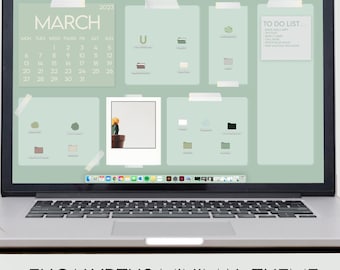 Eucalyptus Desktop Wallpaper Organizer: Kalender 2025-2026, Ordner-Icons (Digitaler Download))