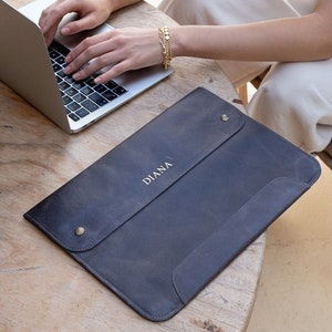 Personalized Leather Sleeve Bag for MacBook Pro and Air - MacBook Air MacBook Pro Case - MacBook Pro / Air 13&quot; 15&quot; 16&quot; Leather Laptop Sleeve