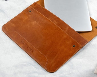 Custom Leather Laptop Bag, For MacBook Air Case, Leather Laptop Sleeve, Computer Case, Personalized Laptop Sleeve, Leather Laptop Case